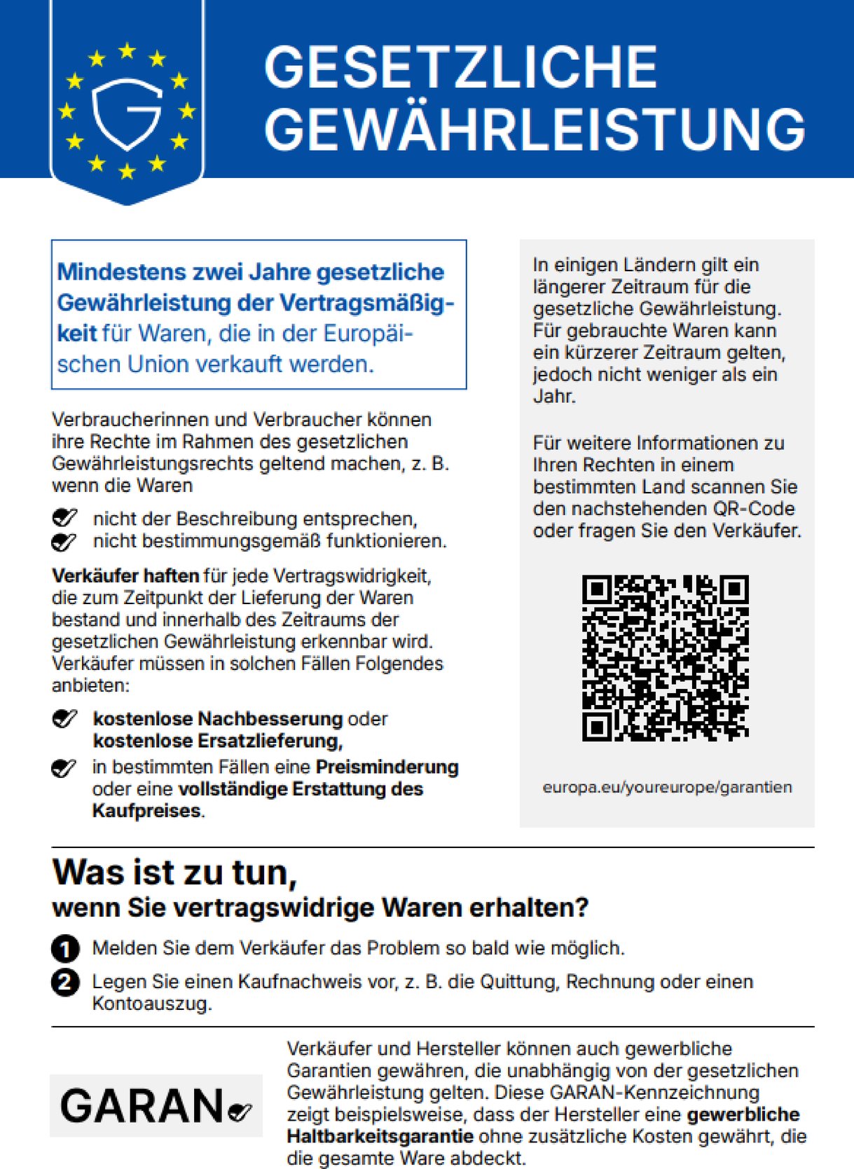 Gesetzliche Gewährleistung